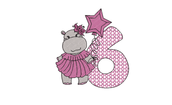 Number 6 Cute Hippo