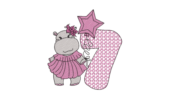 Number 7 Cute Hippo