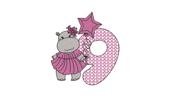 Number 9 Cute Hippo