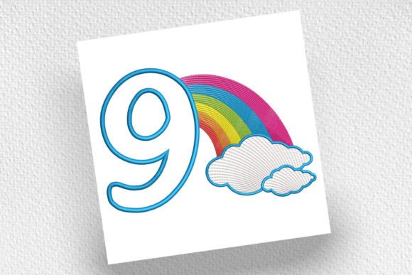 Rainbow Birthday Number Nine